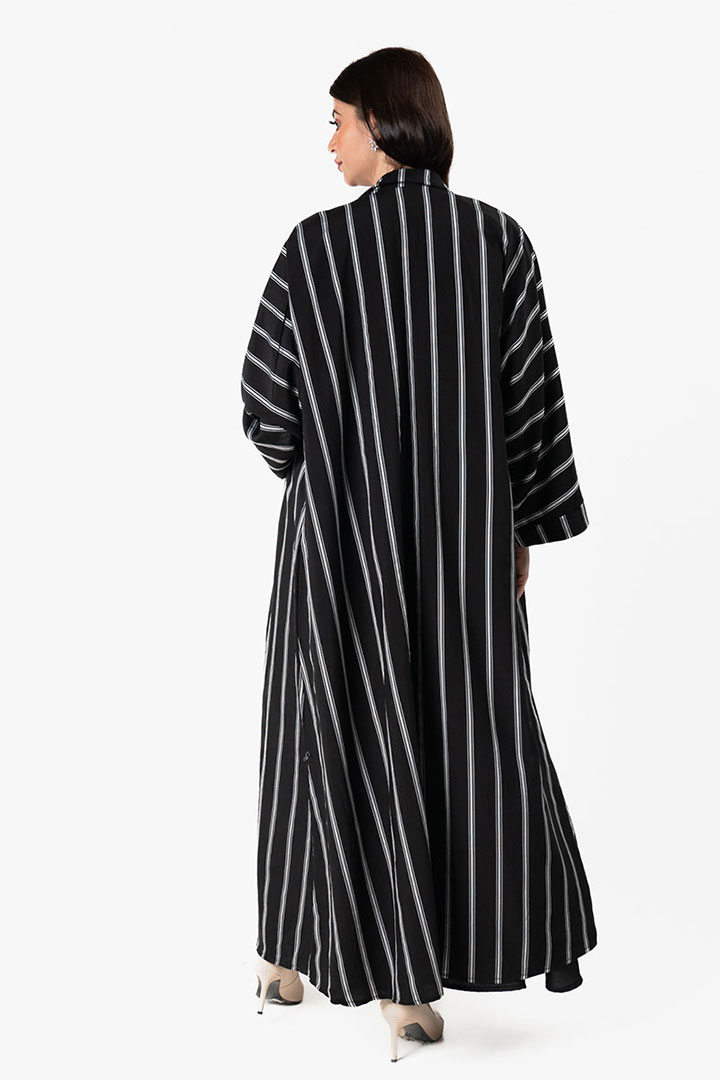 Picture of Striped Abaya  - Black