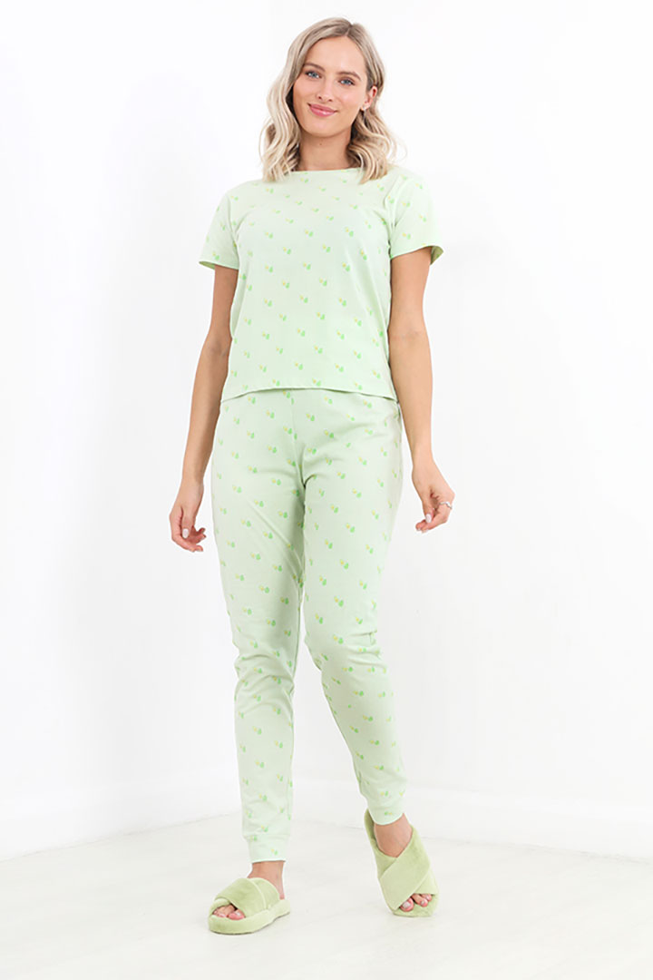 Picture of Set of Half Sleeves Top with Pajama - Green/Multi