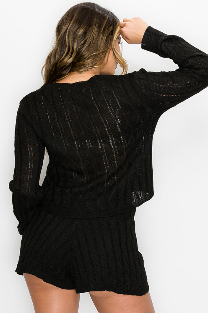 Picture of Set of Sweater long sleeves with Shorts - Black