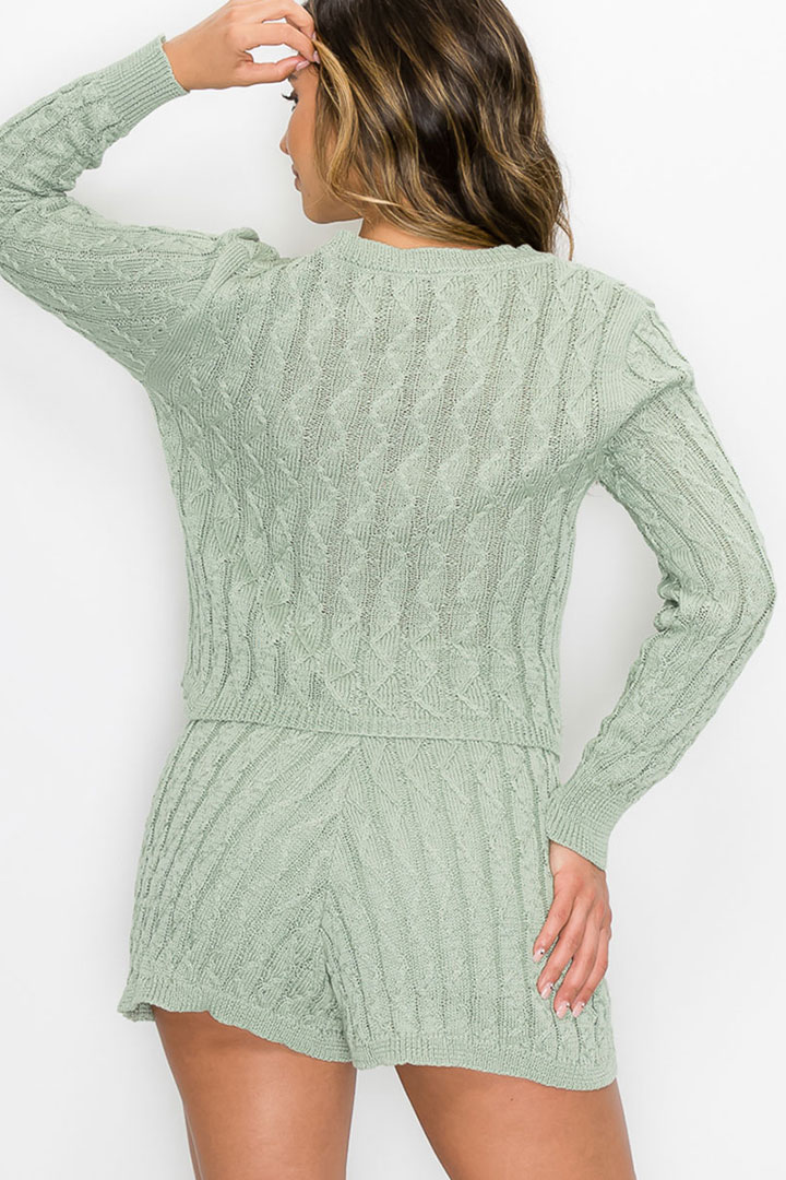 Picture of Set of Sweater long sleeves with Shorts - Sage