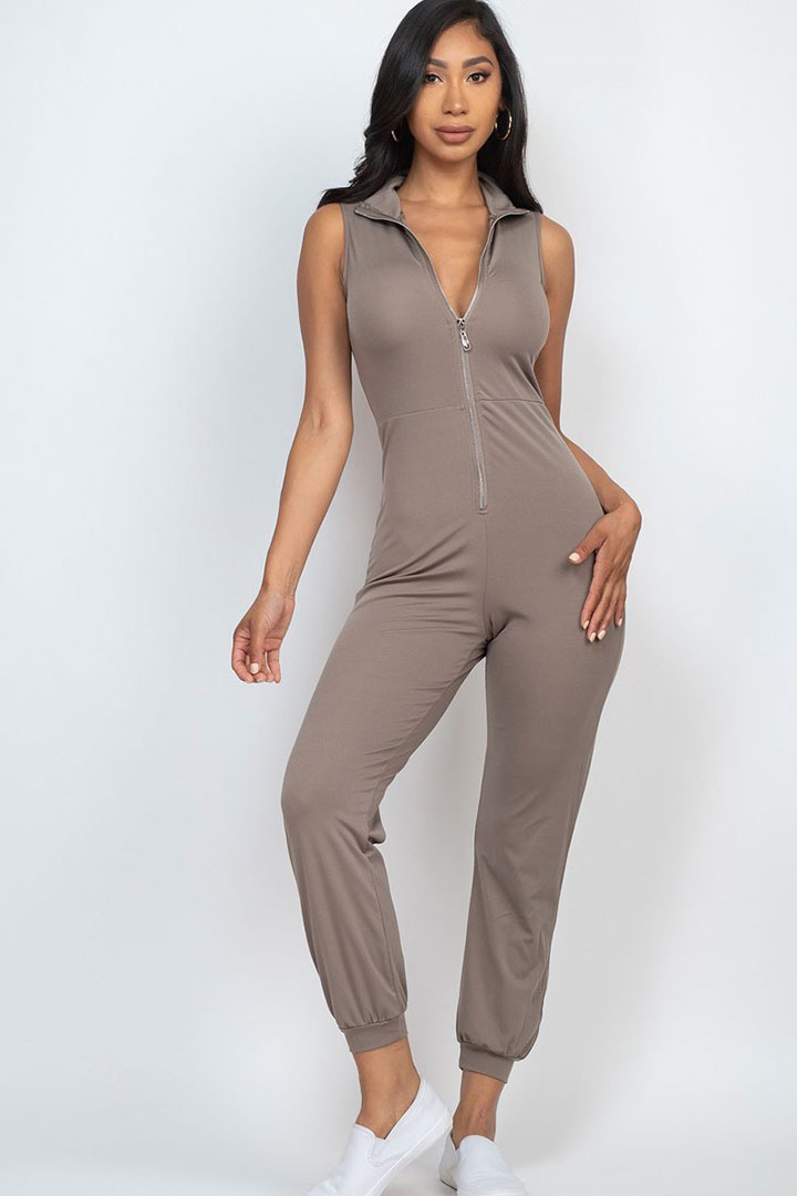 Picture of Zip front jumpsuit - Taupe