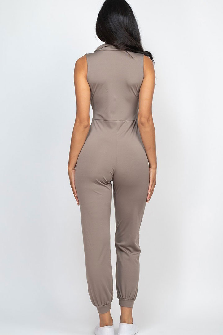 Picture of Zip front jumpsuit - Taupe