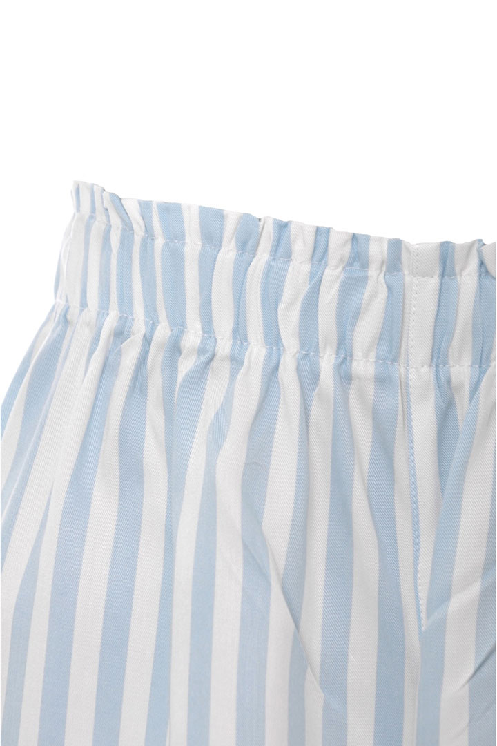 Picture of Set of Striped Half Sleeves Top with Shorts - White & Blue
