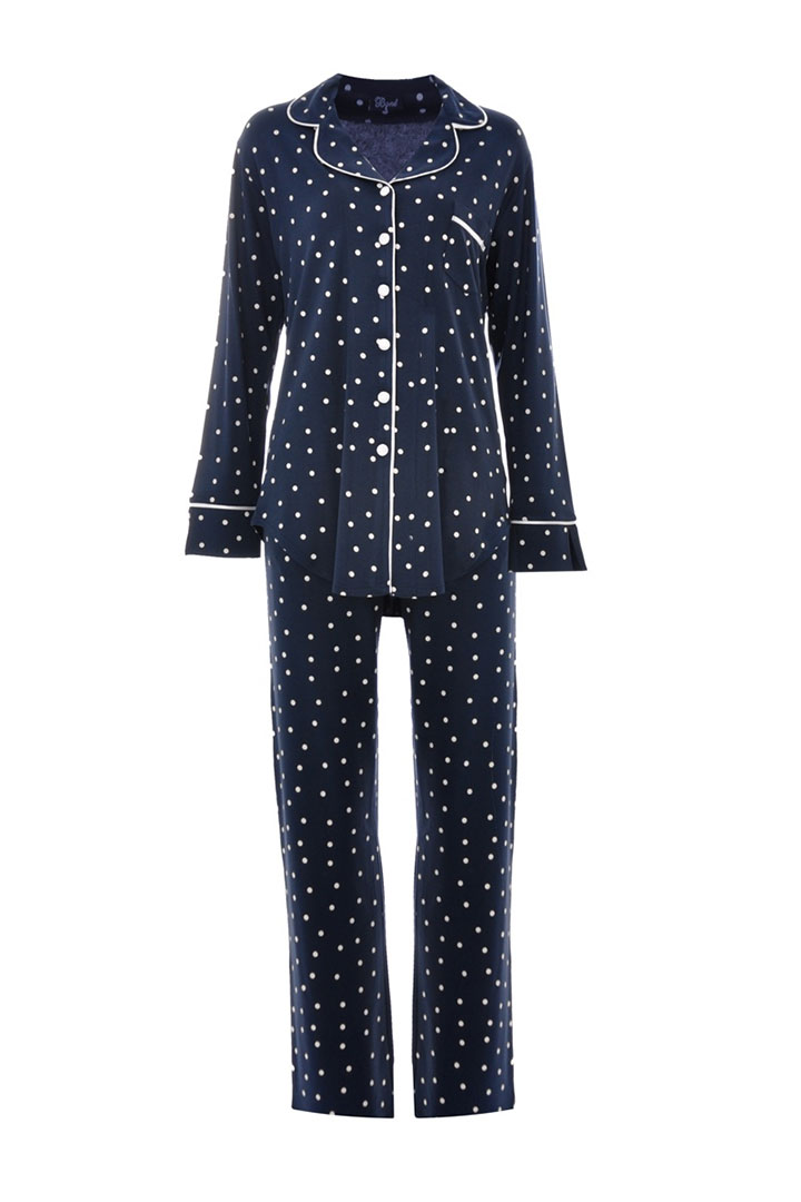 صورة Polka Dots Printed Pajama Set - Navy