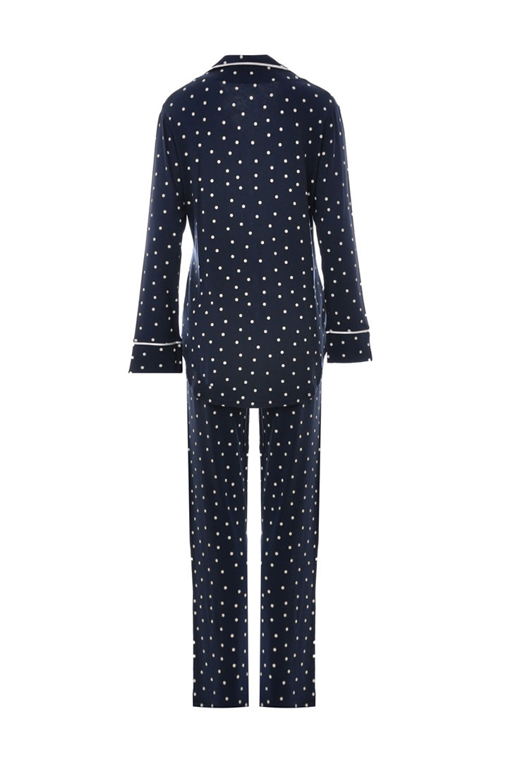 صورة Polka Dots Printed Pajama Set - Navy