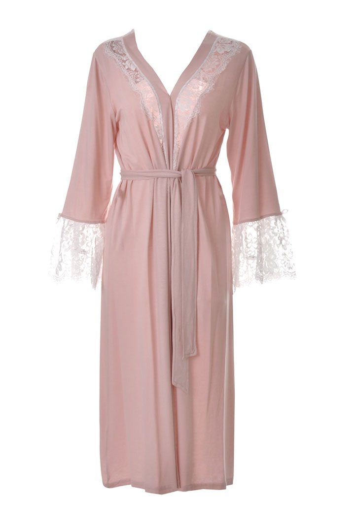 Picture of Back V-neck Robe - Nude Pink