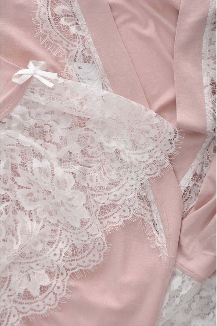 Picture of Back V-neck Robe - Nude Pink