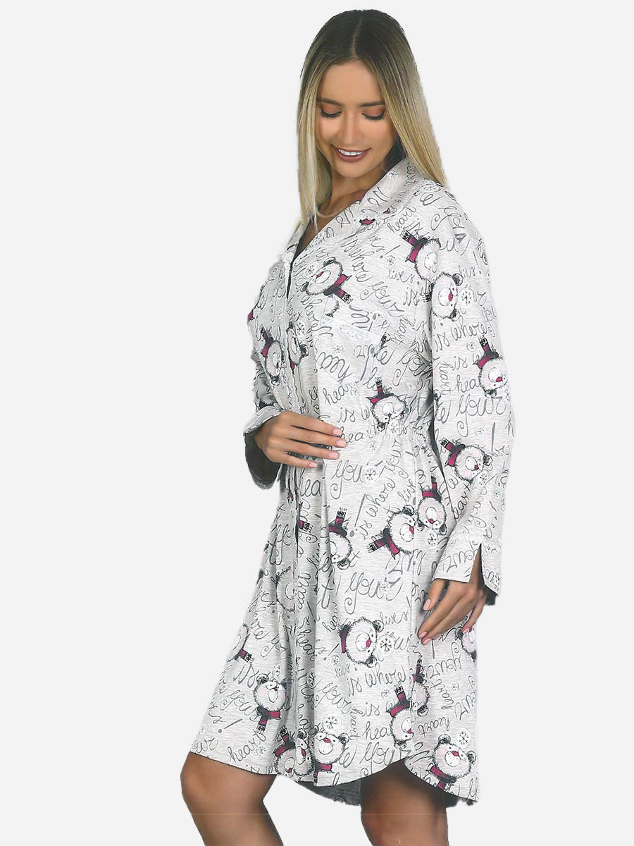 Picture of Teddy Printed Button-up Dress -  Grey
