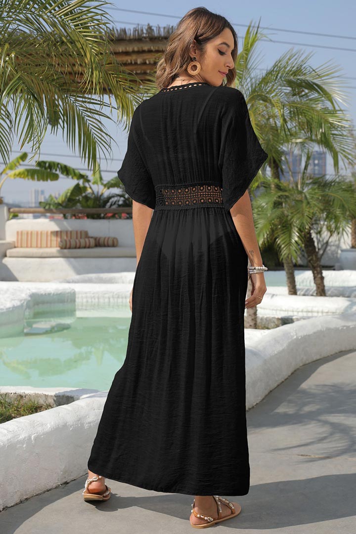 صورة فستان ساحلي طويل للشاطئ - أسود