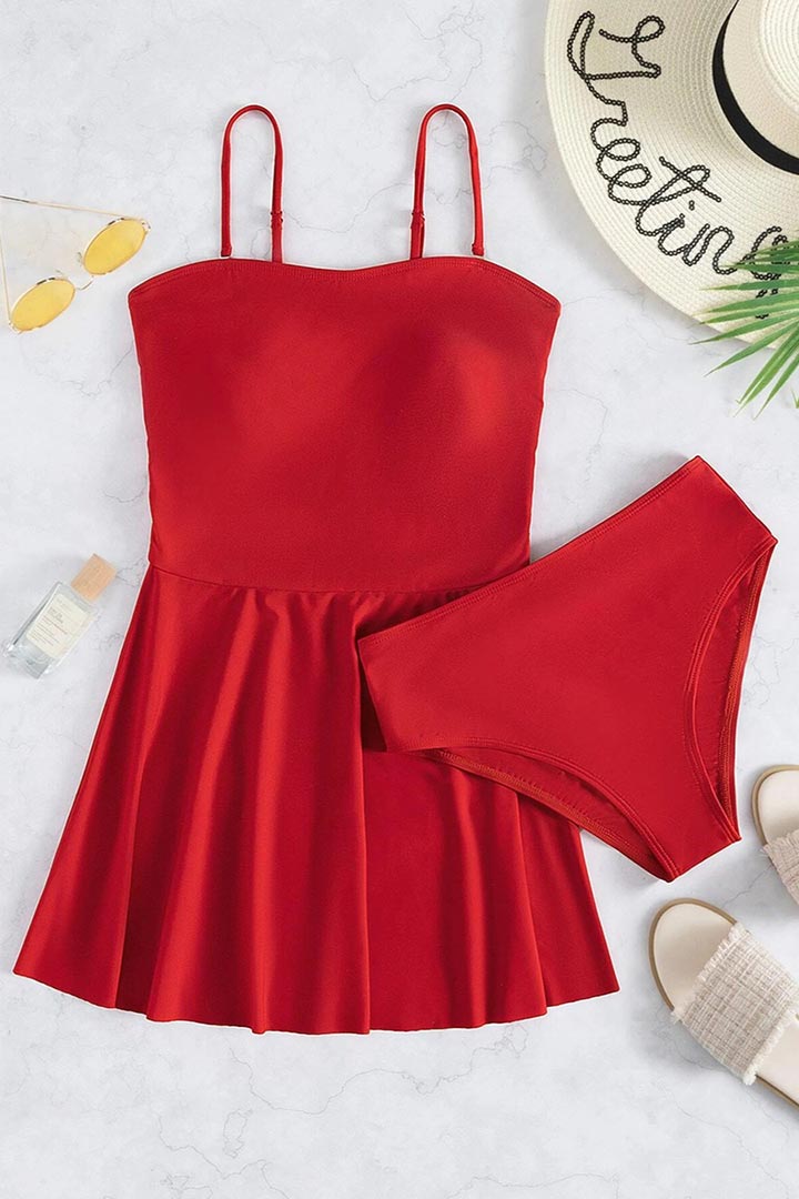 Picture of Dress Style Two-Piece Swimsuit - Red