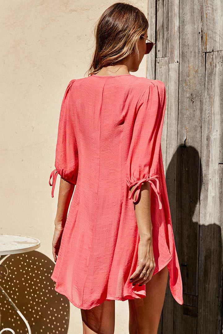 Picture of Front Tie Beach Cover-Up - Pink/Peach