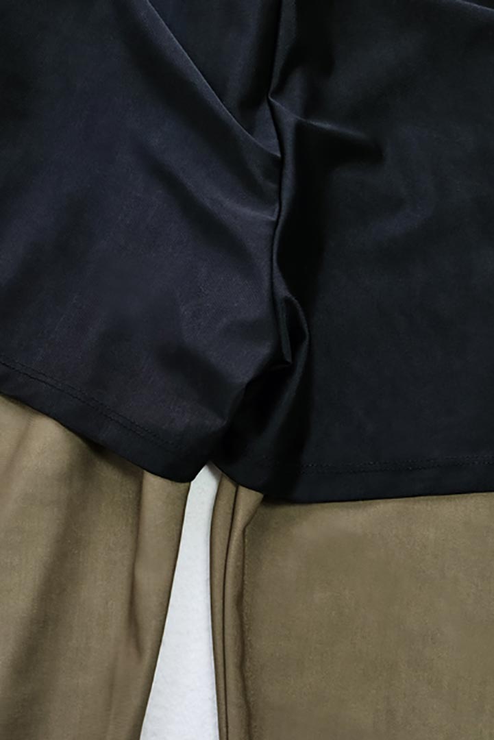 صورة بوركيني محبوك من قطعتين لتغطية كاملة - أسود/بني
