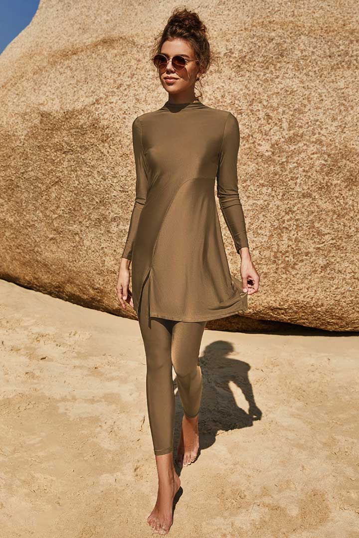 Picture of Full-Coverage Surf  Two-Piece Burkini - Olive Green