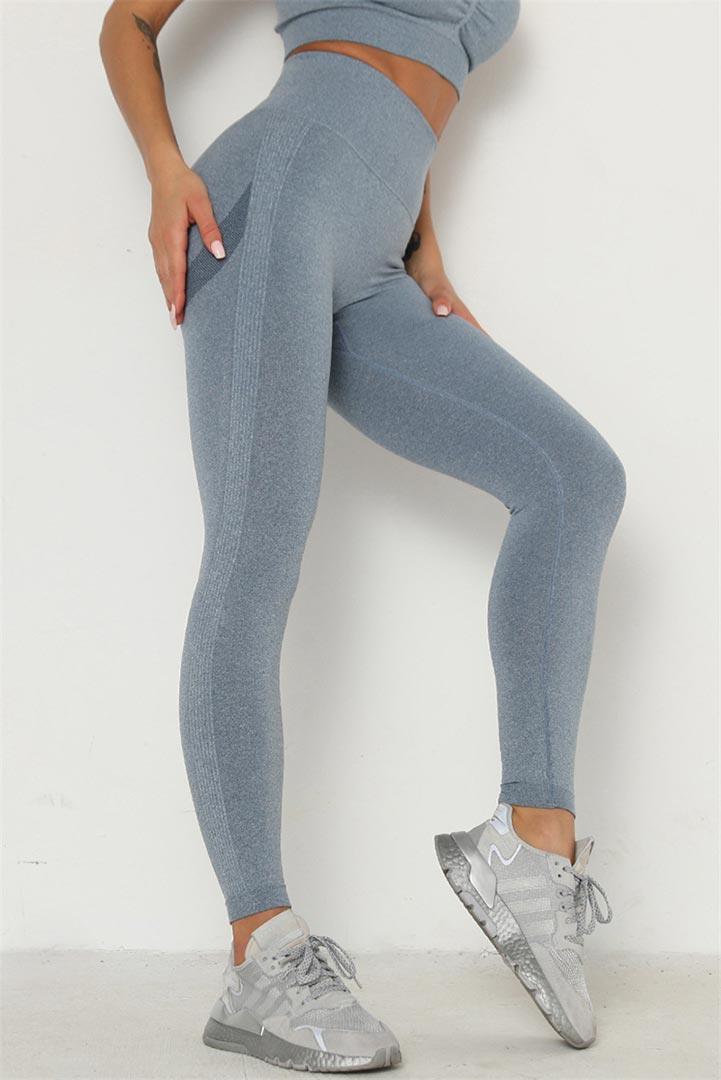 Picture of High Waist Stretch Fit Yoga Leggings - Blue/Grey