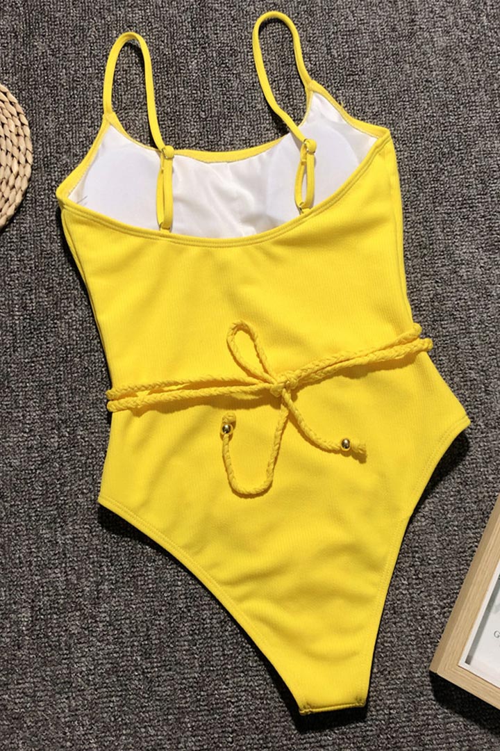 Picture of Retro Tie One-Piece Swimwear - Yellow