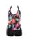 Picture of Two-Piece swimwear set with black multi floral top and black bottom - Black & Pink