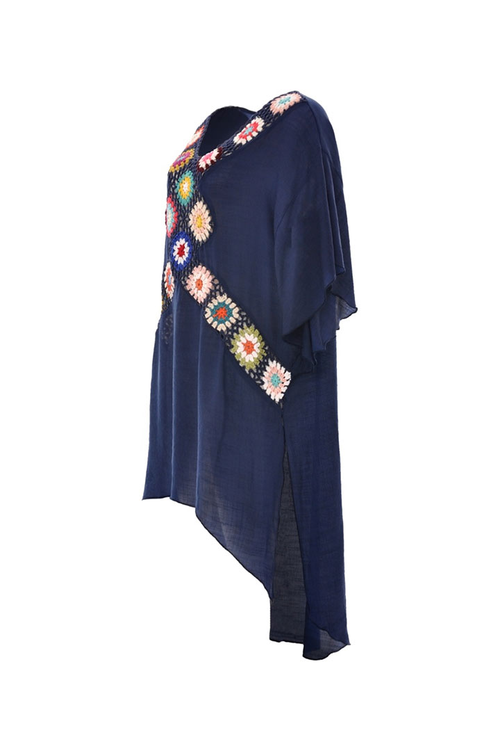 Picture of Navy Tassels transparent beach cover-up dress - Dark Blue