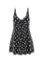 Picture of One Piece Polka Dots swim suit with overlay front slit skirt - Black & White