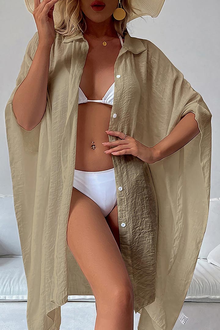 Picture of Loose Beach Shirt Cover-Up - Khaki