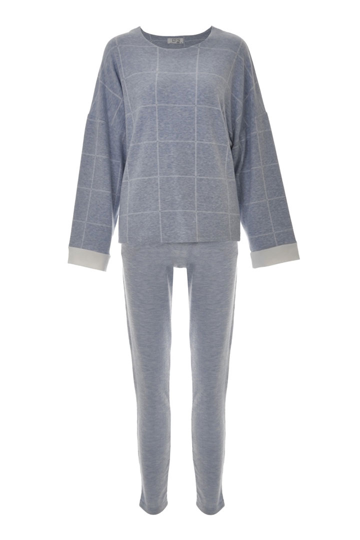 Picture of Checkered Sleepwear Set - Sky Blue