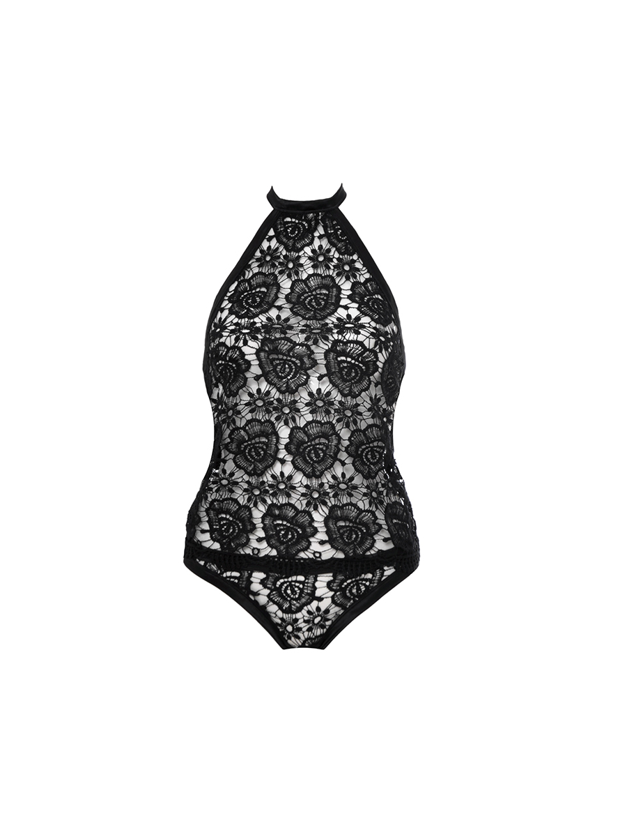 Picture of Crochet lace halter cami top - Black