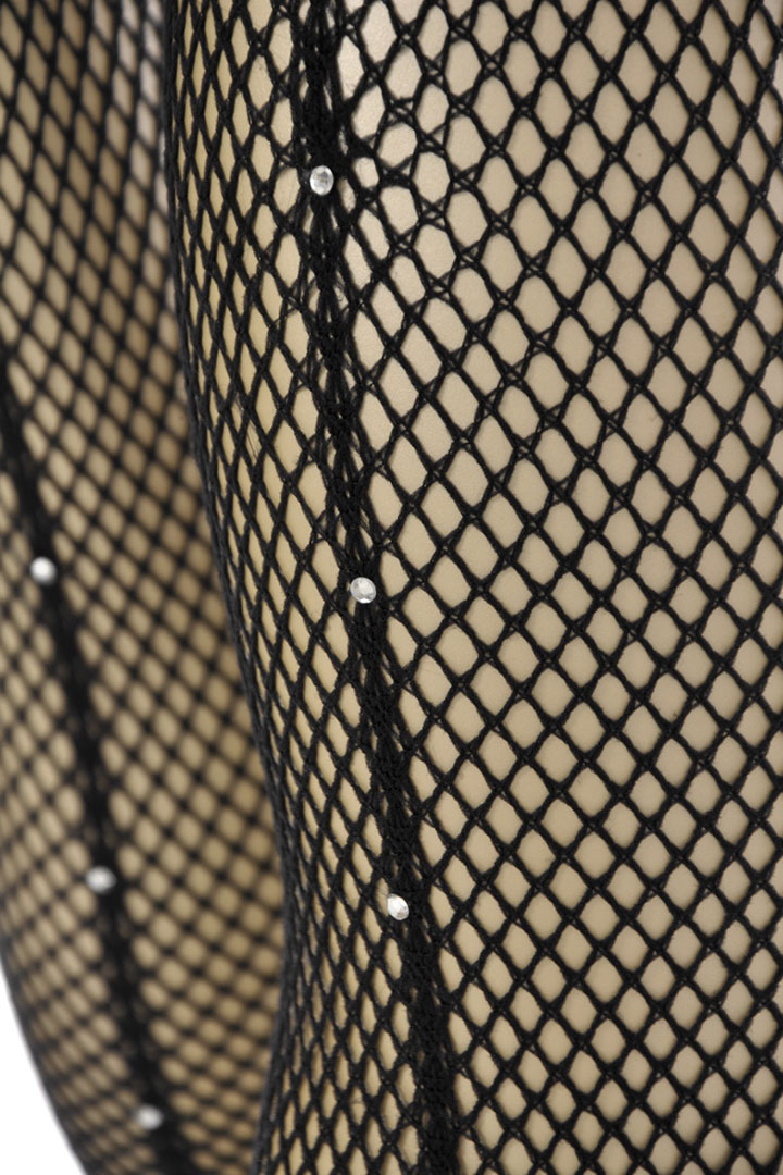 Picture of Fishnet Stocking With Rhinestone Back Seam -  Black