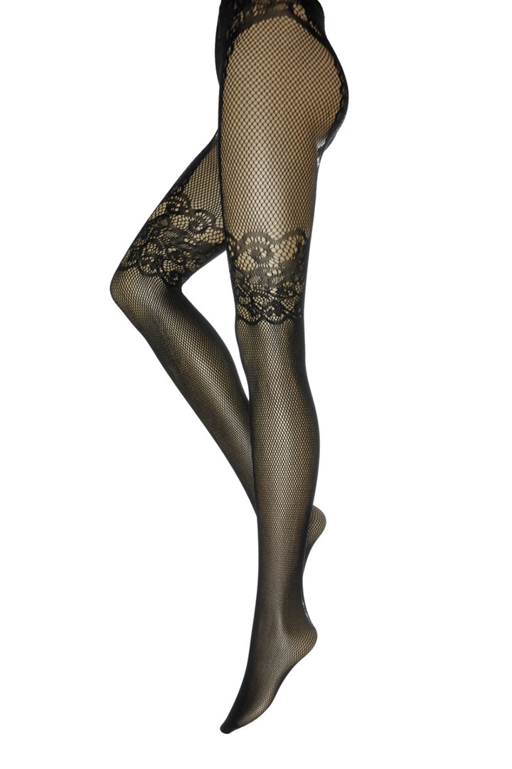 Picture of Floral Fishnet Stocking -  Black