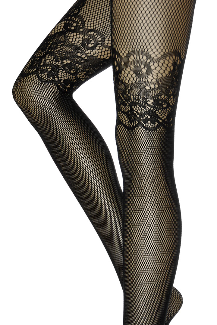 Picture of Floral Fishnet Stocking -  Black
