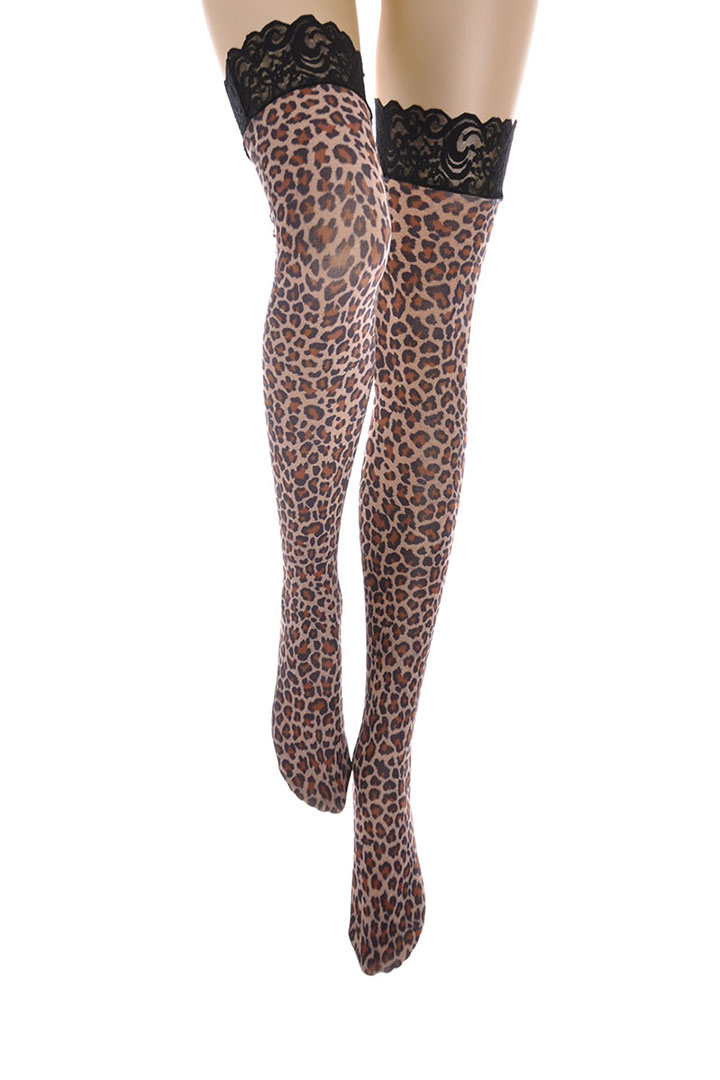 Picture of Leopard Thigh Hi -  Black