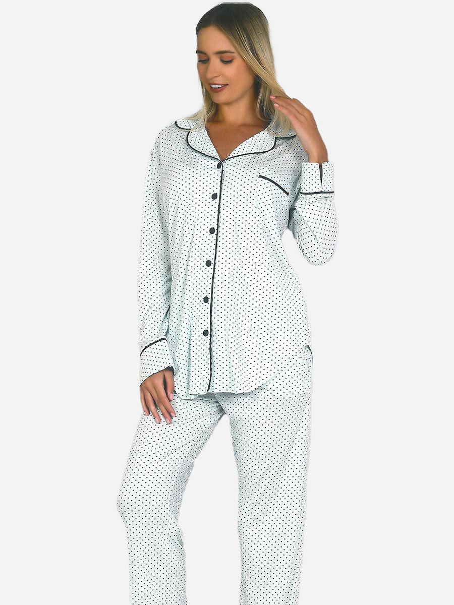 Picture of Polka Dots Heart Long Sleeves Pajama Set - Mint Green