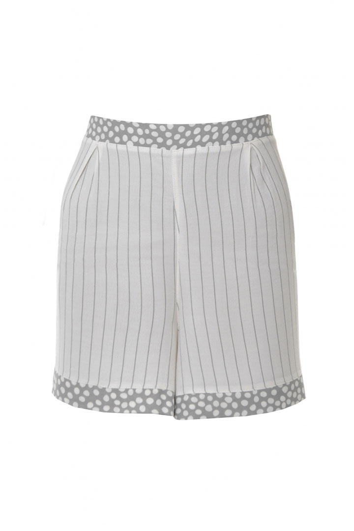 Picture of Set of Striped Top with Shorts - White