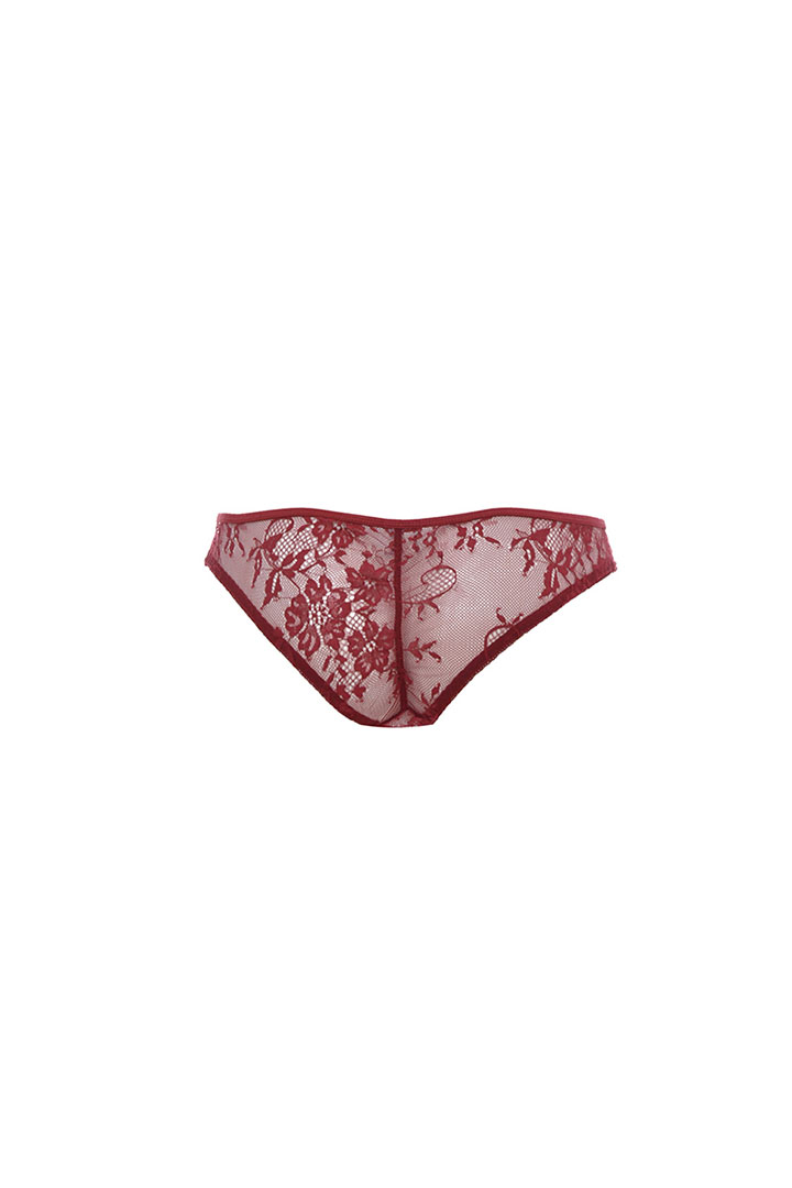 Picture of Mesh underwire babydoll with eyelash - Burgundy