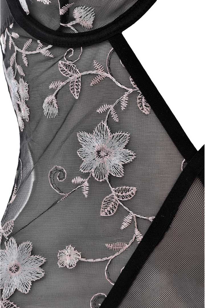 Picture of Embroidered Mesh Slip - Black & Powder Blue