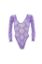 Picture of Sheer Long Sleeves Hexagon Pattern Teddy/Hosiery-Purple