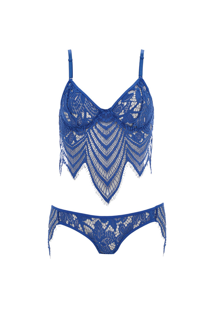 Picture of Lace Bralette With Underwire Cups - Dark Blue