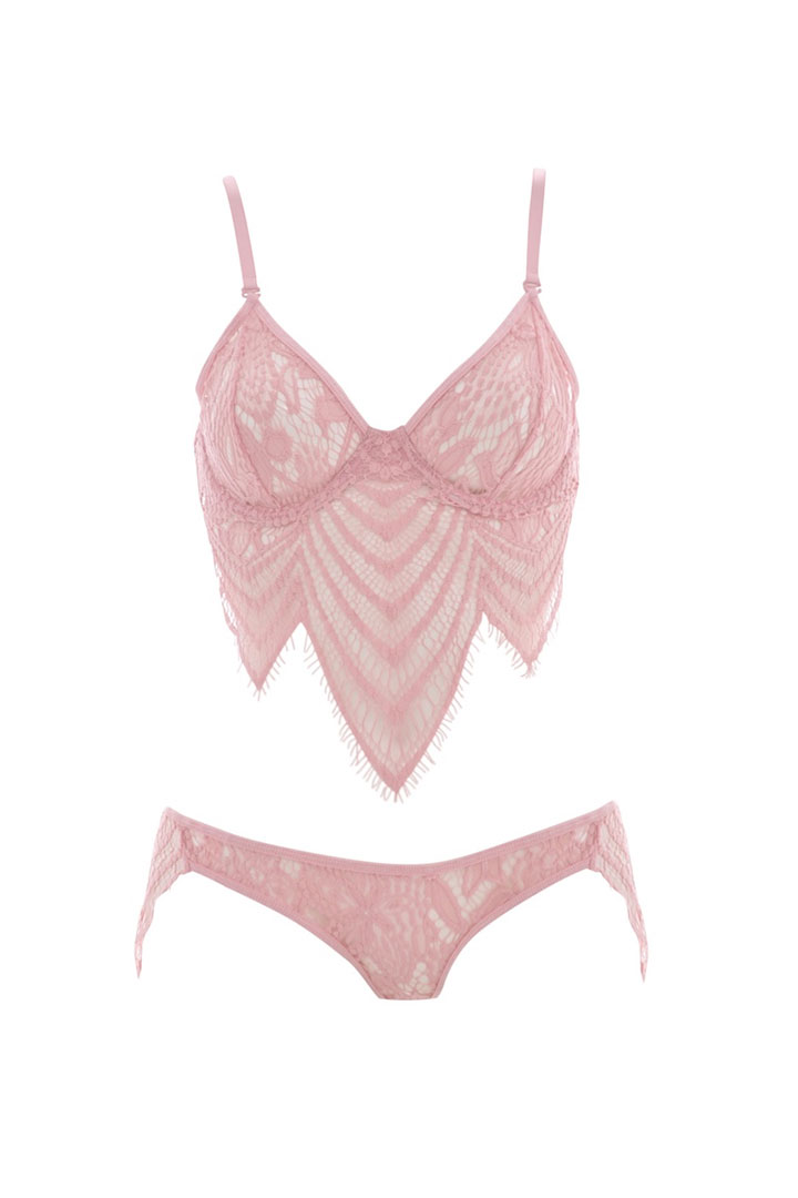 Picture of Lace Bralette With Underwire Cups - Pink