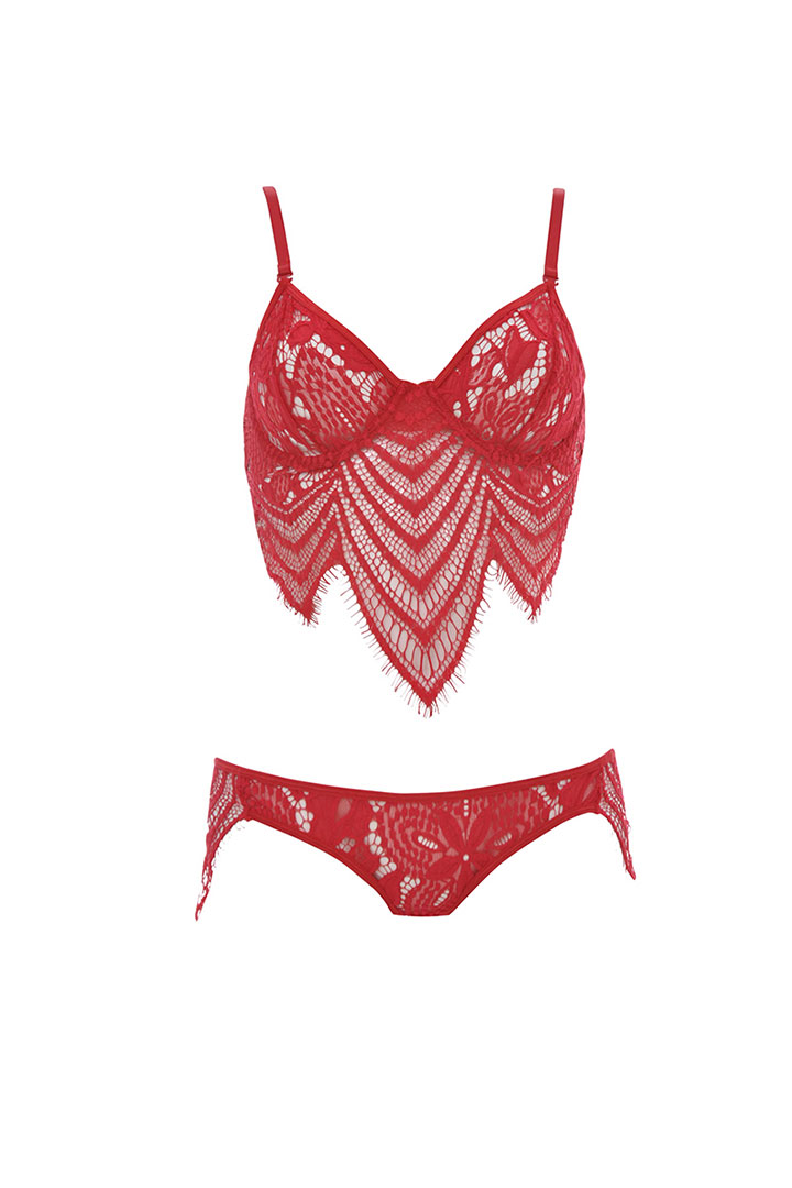 Picture of Lace Bralette With Underwire Cups - Red