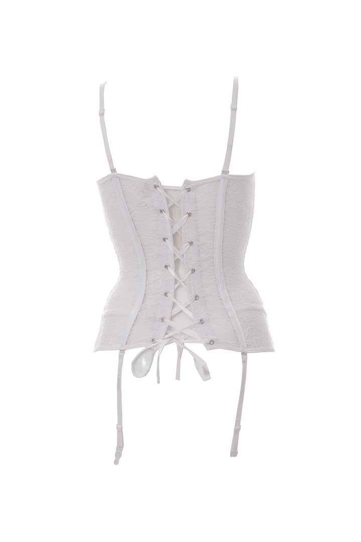 Picture of Lace Bustier With Underwire Cups With G- String - White