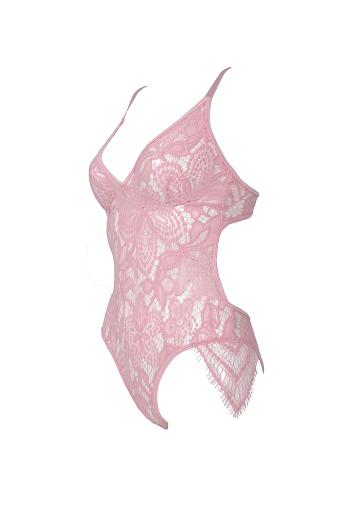 Picture of Lace teddy with adjustable straps - Dusty Rose