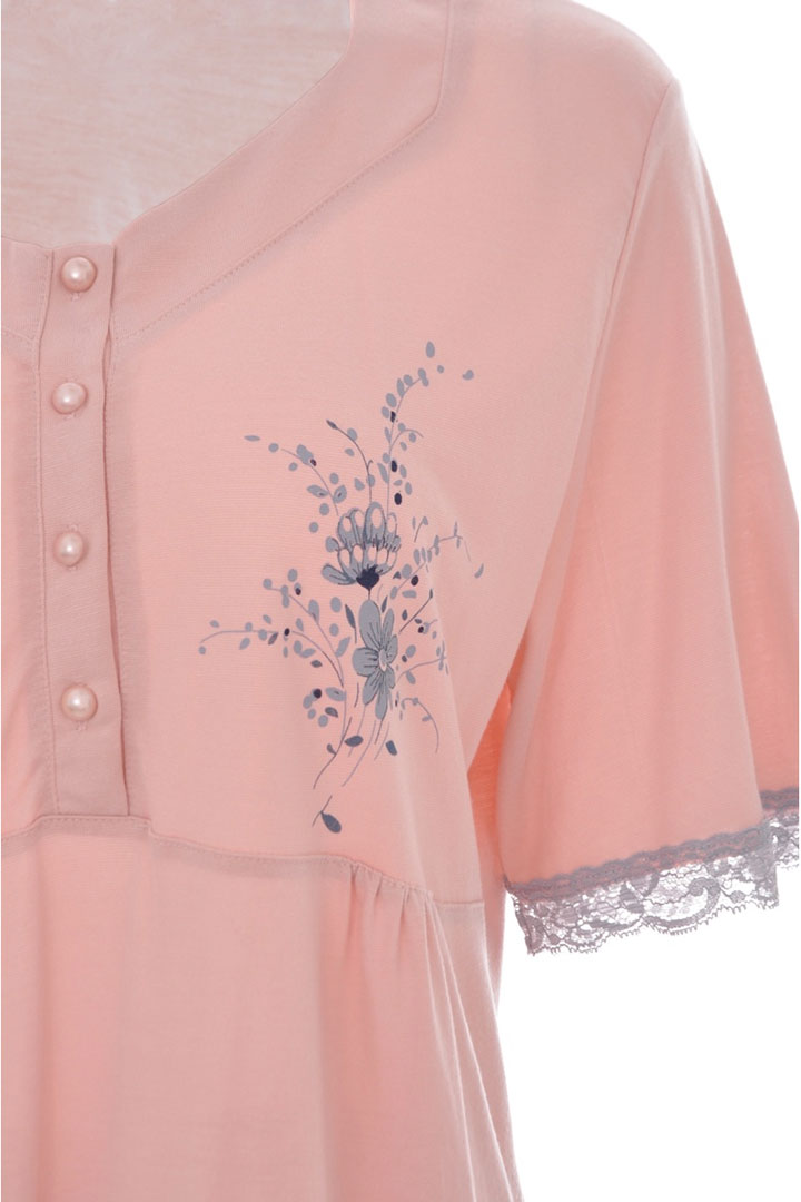 Picture of Half Sleeves Top with Quarter Length Pajama - Nude Pink