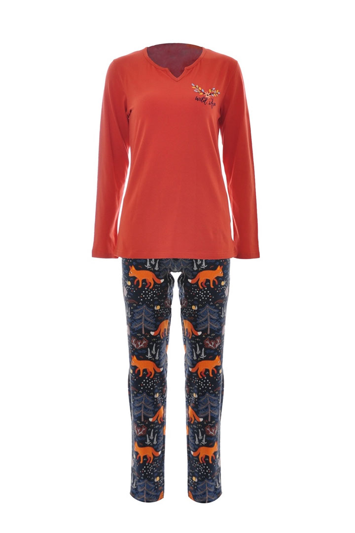 Picture of Redish Top with Fox Print Pajama - Multi