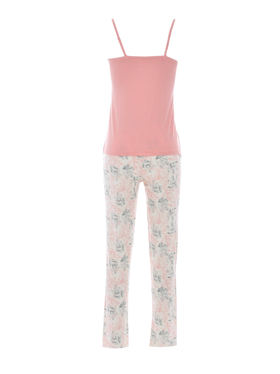Picture of Set of sleeveless top with pajama - Pink & white