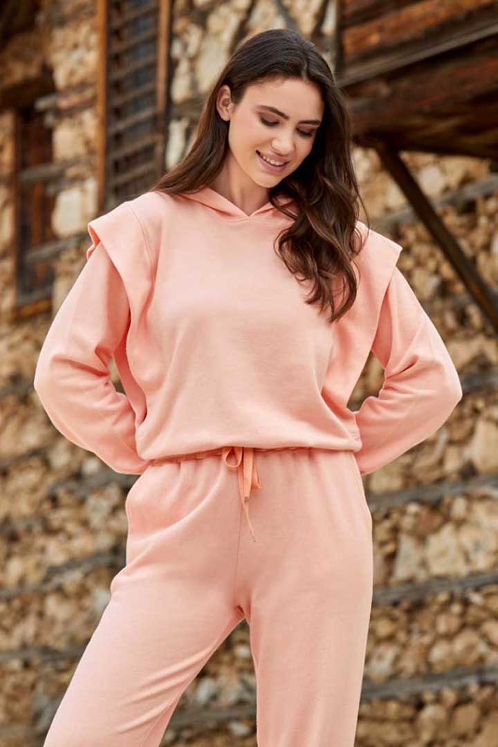 Picture of Set of Hooded Top with Sweatpants - Peach