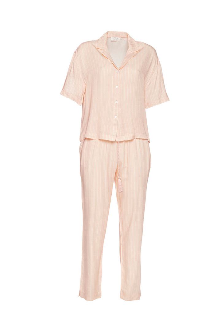 Picture of Set of Striped Top with Pajama - Peach