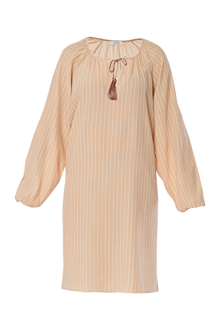 Picture of Striped Short Dress - Beige