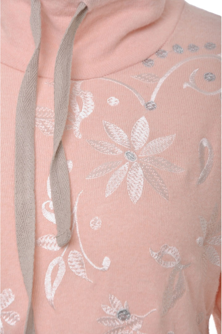 Picture of Set of Turtle Neck Full Sleeves Top with Pajama - Peach & Beige