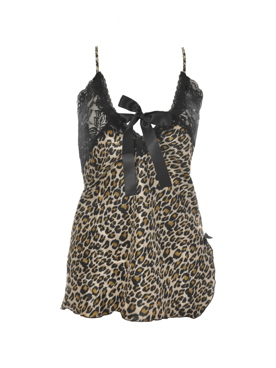 Picture of Leopard Print Chemise -  Black
