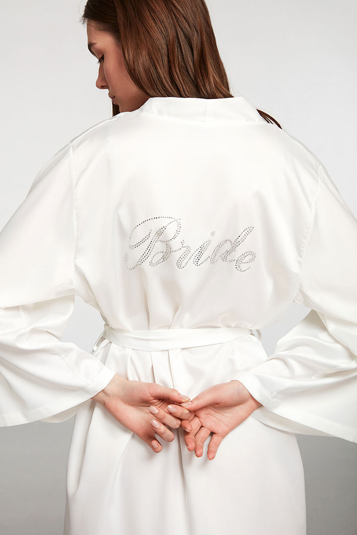 Picture of Satin Bridal Short Robe - White
