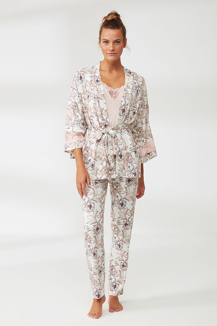 Picture of Triple Patterned Pajama Set - Ecru Patterns