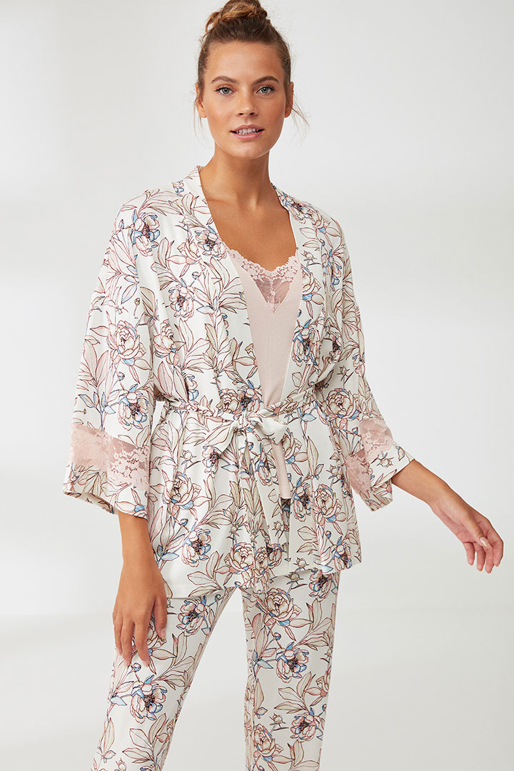 Picture of Triple Patterned Pajama Set - Ecru Patterns